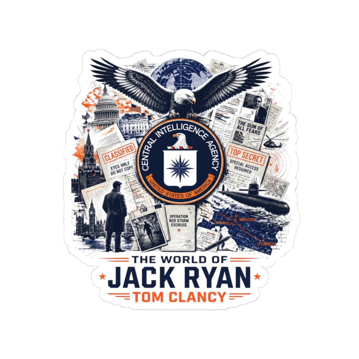Tom Clancy "The World of Jack Ryan - Tom Clancy" Sticker - alternate angle 2, merchandise